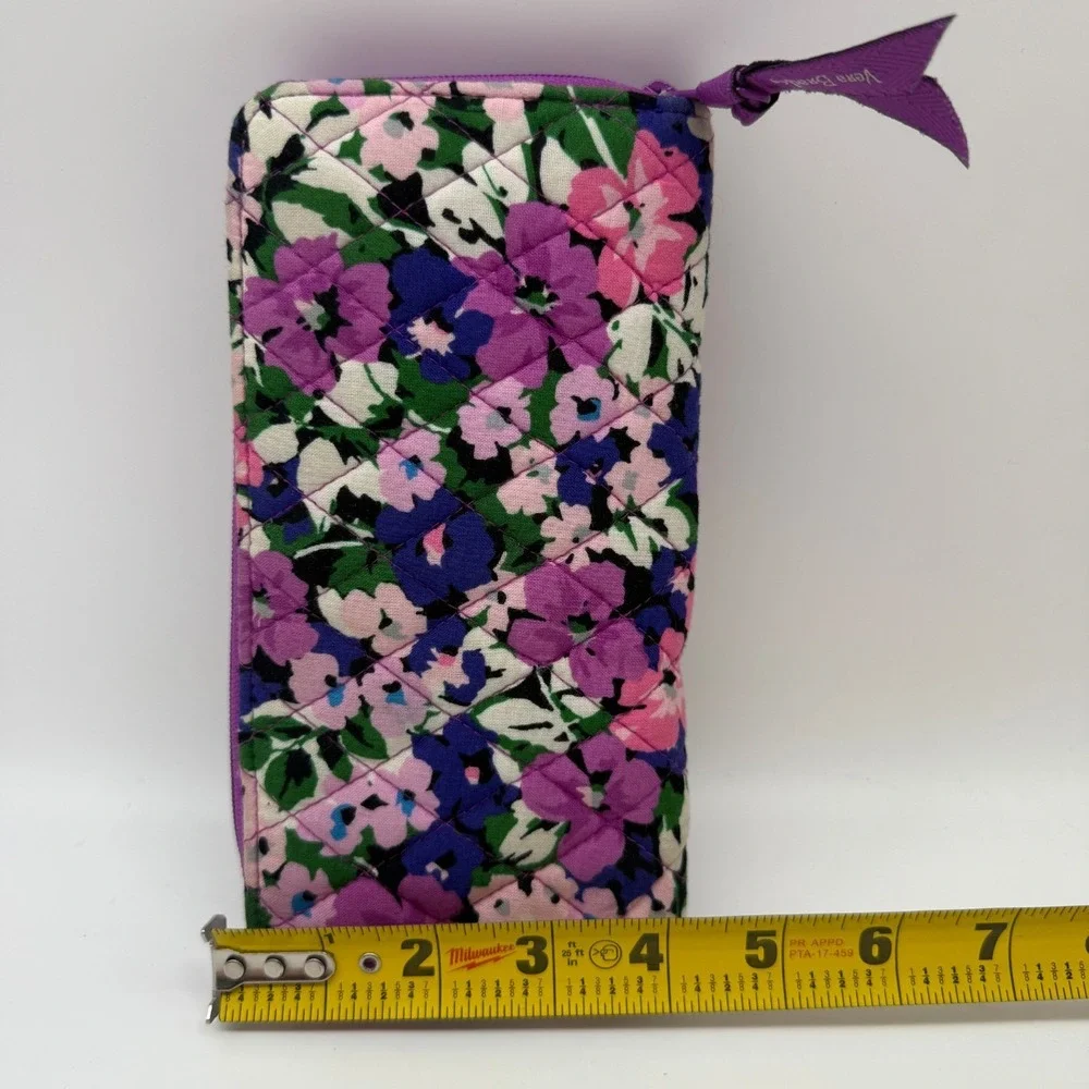 Vera Bradley Wallet Zip Around Flower Garden Pink Purple Floral 8x4